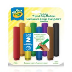 CRAYOLA - 8 MARQUEURS À PRISE TRIANGULAIRE LAVABLES